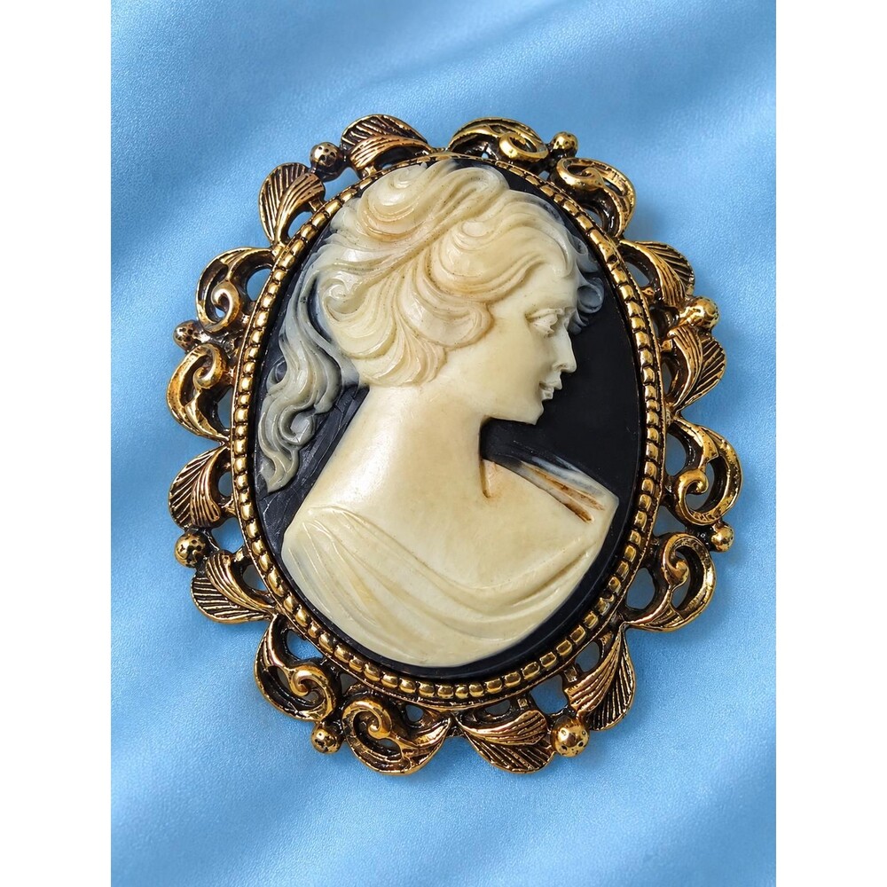 Gerrys Vintage Cameo Brooch Necklace Pendant.